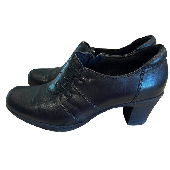 Clarks Bendables Mirabelle Hills‎ 9.5M Ankle Booties Black Leather Casual Heeled - Picture 2 of 10